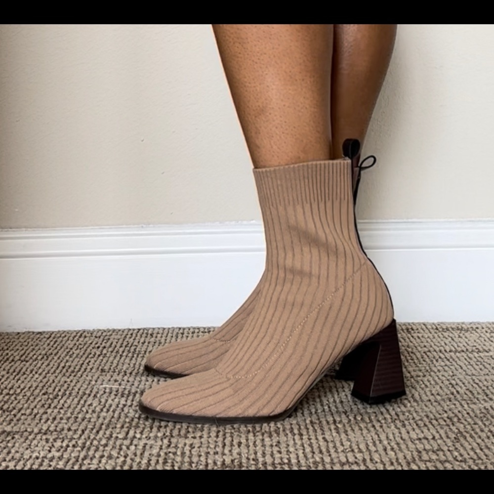 Knit Sock Fit Heeled Booties
